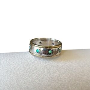 Sundance Opal Sterling and Gold Band Ring Size 5.25